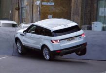 Watch the Evoque climb a massive speed bump, while others are left confused