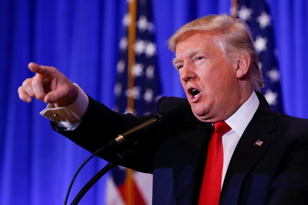 U.S. President-elect Donald Trump speaks during a press conference in Trump Tower, Manhattan, New York, U.S., January 11, 2017. REUTERS/Shannon Stapleton